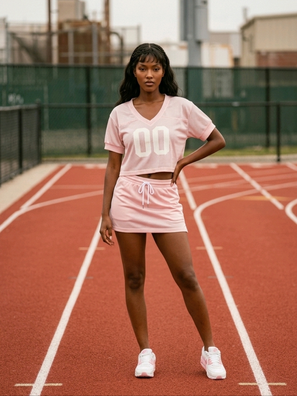 🚨🚨🚨BOGO🚨🚨🚨Windsor Light Pink Mesh Crop Jersey with White '00' Graphic